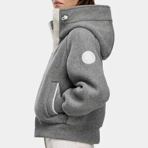 Canada Goose Chilliwack Bomber Humanature Fleece Zip Hoodie Grey Wool Blend